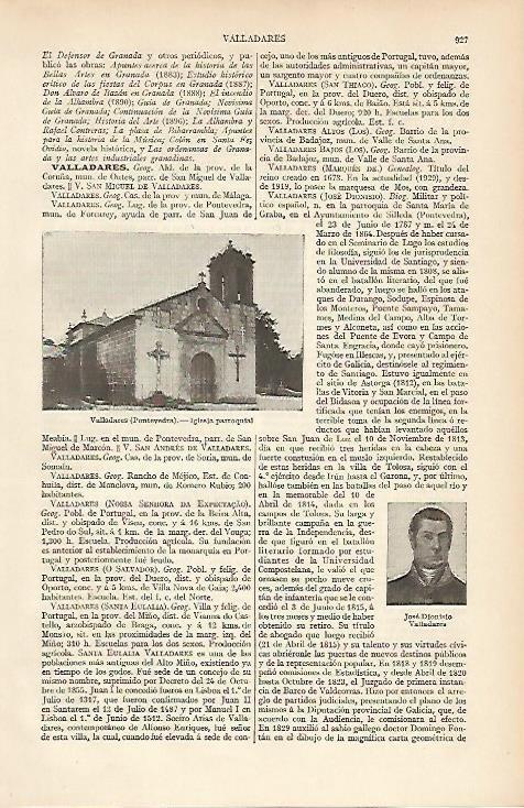 LAMINA ESPASA 4784: Iglesia Parroquial de Valladares Pontevedra