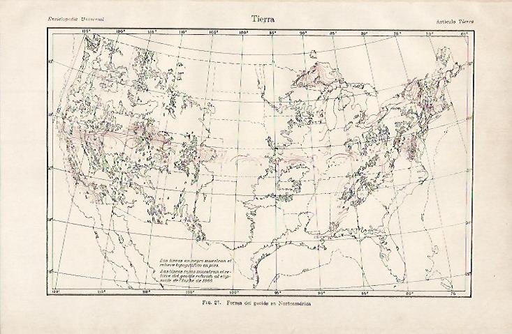 LAMINA ESPASA 8424: Mapa del geoide en Norteamerica