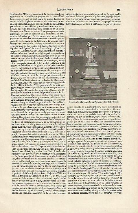 LAMINA ESPASA 12422: Monumento a Savanarola en Ferrara