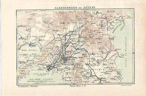 LAMINA ESPASA 12953: Mapa de los alrededores de Atenas