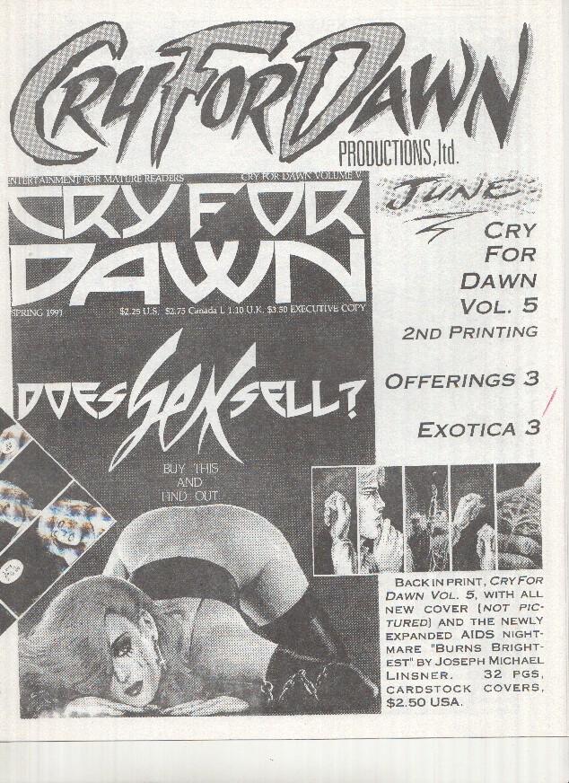 CRY FOR DAWN Productions Ltd.: June 1991 (Previewing Releases Magazine 1992)