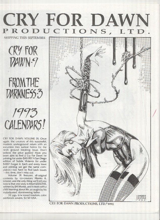 CRY FOR DAWN Productions Ltd.: September 1992 (Previewing Releases Magazine 1992)