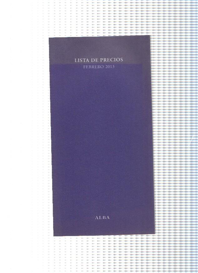 Lista de precios editorial Alba, febrero 2013