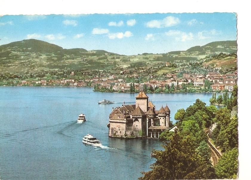 Postal 042194 : Montraux. Vue sur la Baie et le Château de Chillon