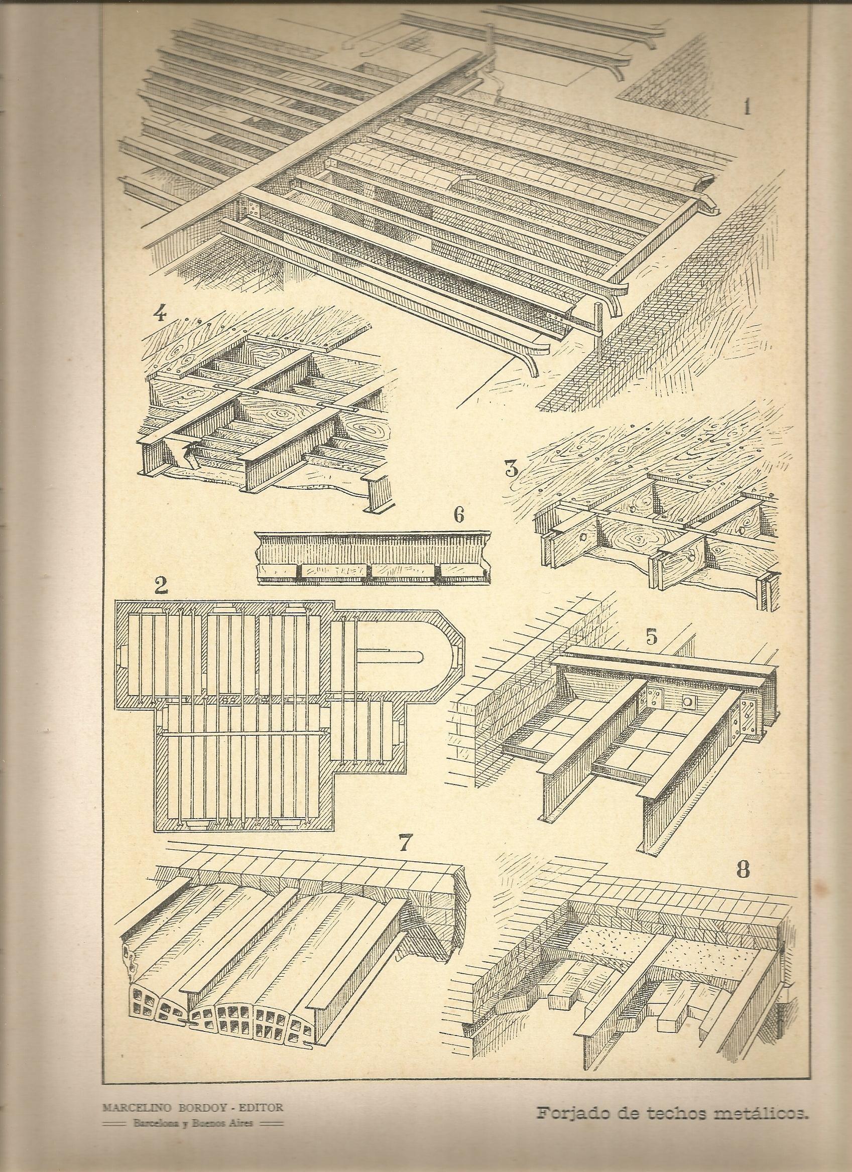 Lamina 100: Tratado de arquitectura de Sugrañes - Forjado de techos metalicos