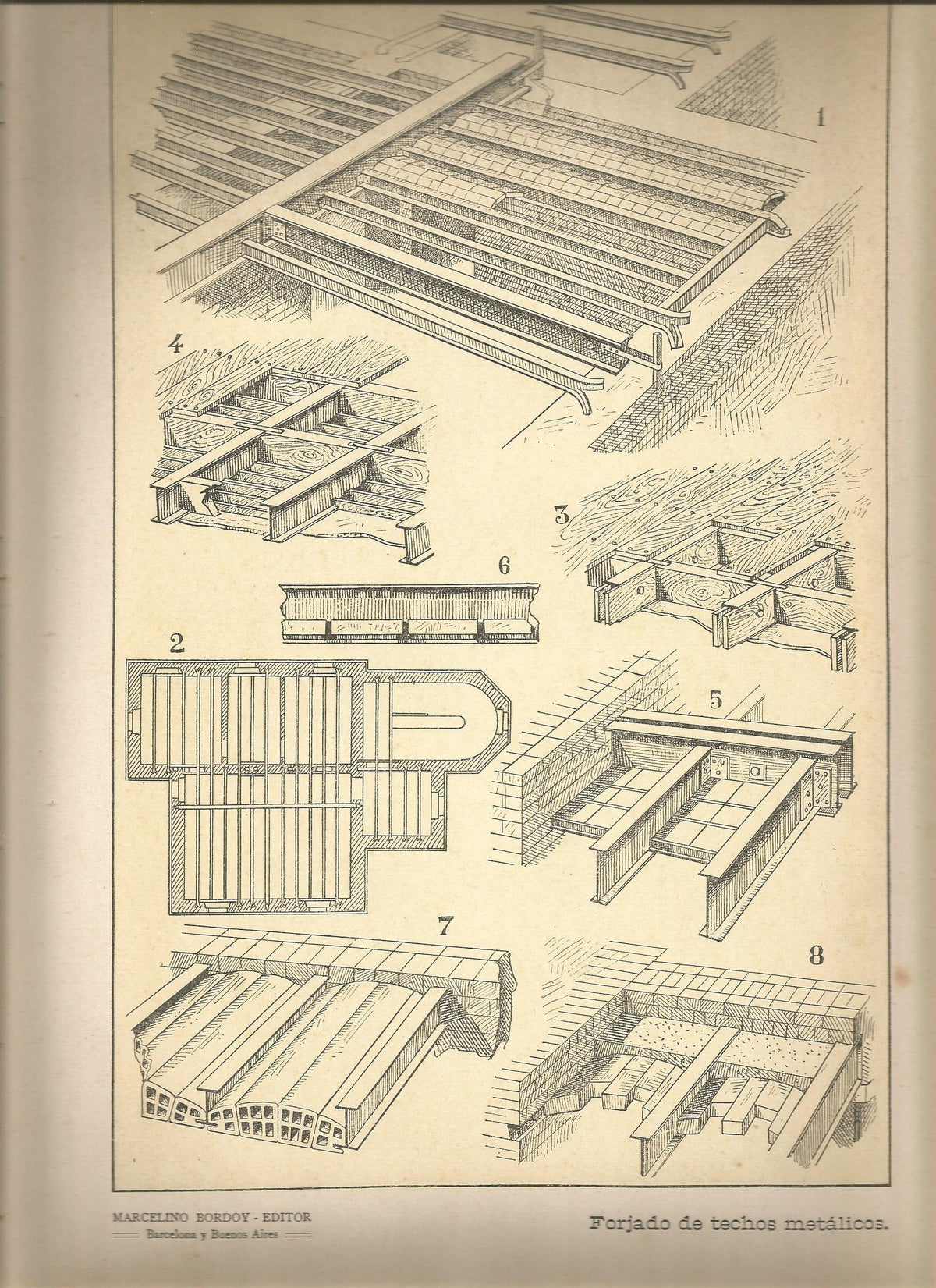 Lamina 100: Tratado de arquitectura de Sugrañes - Forjado de techos metalicos