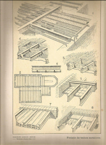Lamina 100: Tratado de arquitectura de Sugrañes - Forjado de techos metalicos