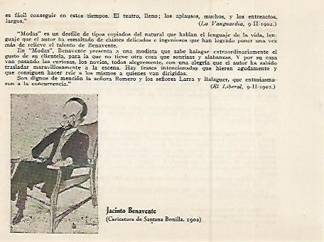LAMINA 2628: Caricatura de Jacinto Benavente por Santana Bonilla. 1902