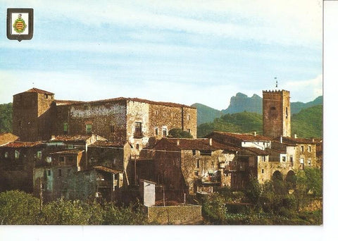 Postal 049390 : Santa Pau (Gerona). Vista parcial i Castell de Barbara