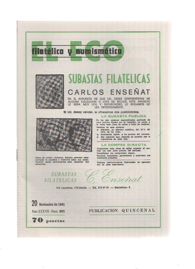 El Eco Filatelico y Numismatico numero 0801: La Filatelia, es Medicina?