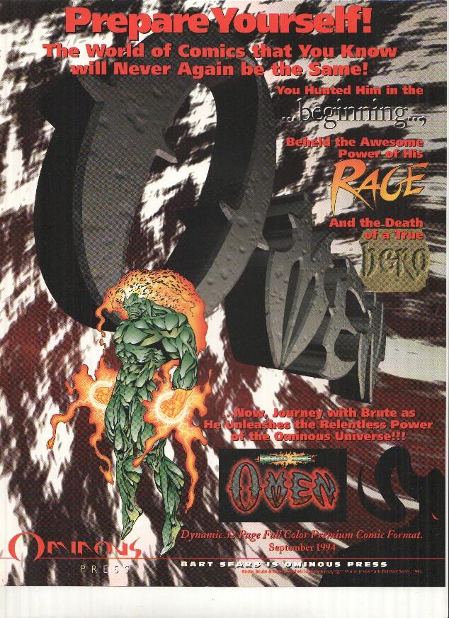 Lamina Publicitaria: OMINOUS PRESS - Bart Sears: September 1994 (New Releases Ominous Press)