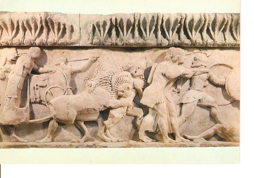 Postal 024321 : Lapida del friso del Tesoro de los Sifnios. Museo de Delfos