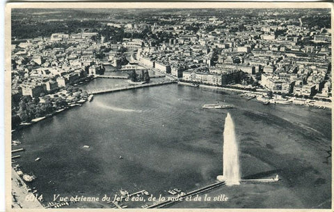 Postal-Postcard 17250: GENEVE -Vista aerea de el chorro de agua de la Villa