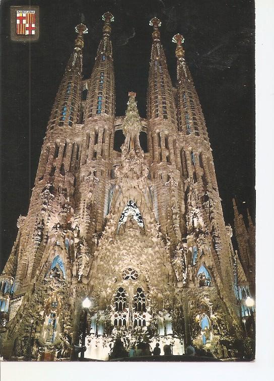 Postal 050205 : Barcelona. Templo de la Sagrada Familia (Gaudi). Iluminada por Buhigas