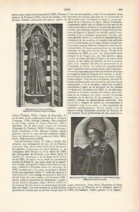 LAMINA ESPASA 1805: San Luis de Tolosa por Giotto