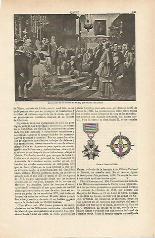 LAMINA ESPASA 14650: Juramento de las Cortes de Cadiz por Casado del Alisal