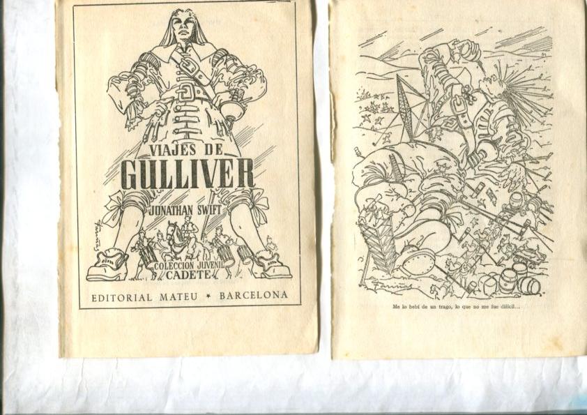 Viajes de Gulliver (6 ilustraciones de Fariñas y 8 fotos pelicula años 50)