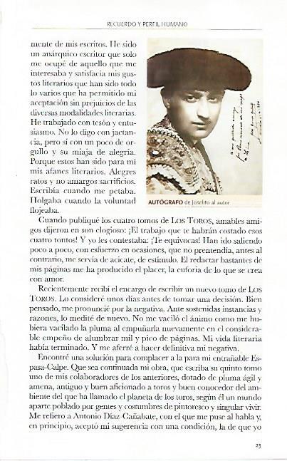 LAMINA COSSIO 50671: Autografo de Joselito a Cossio
