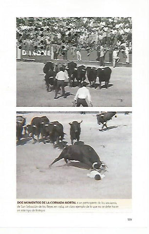 LAMINA COSSIO 50730: Cornada en los encierros de San Sebastian de los Reyes en 1964