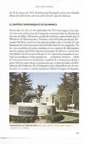 LAMINA COSSIO 50747: Monumento al toro de lidia en Salamanca