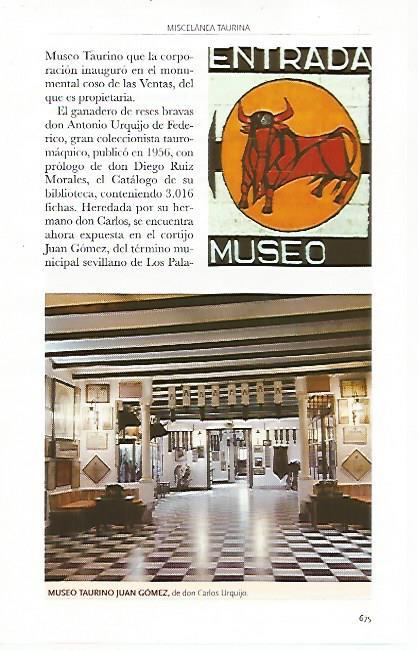 LAMINA COSSIO 50760: Museo taurino Juan Gomez