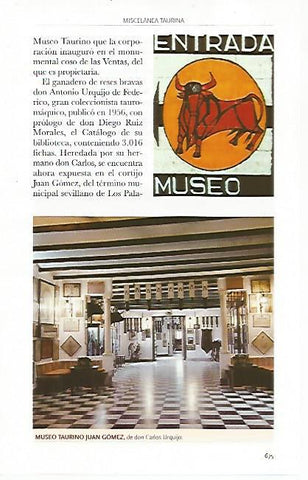 LAMINA COSSIO 50760: Museo taurino Juan Gomez