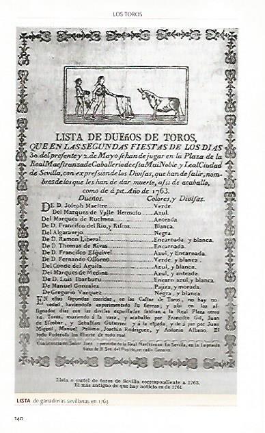 LAMINA COSSIO 50780: Lista de ganaderias de Sevilla en 1763