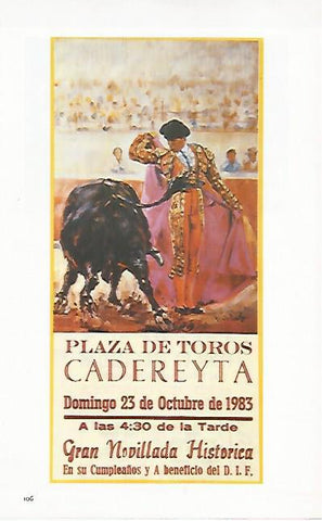 LAMINA COSSIO 50875: Cartel de la plaza de toros de Cadereyta de 1983