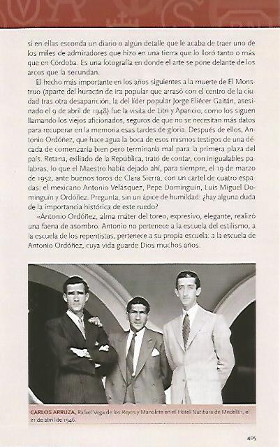 LAMINA COSSIO 50948: Carlos Arruza Rafael Vega de los Reyes y Manolete en Medellin