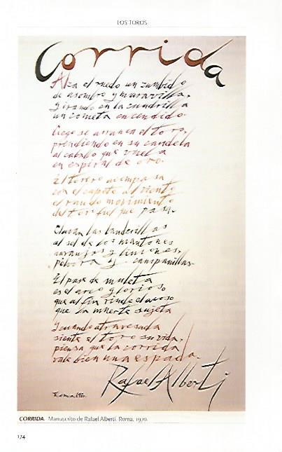 LAMINA COSSIO 51029: Corrida manuscrito de Rafael Alberti