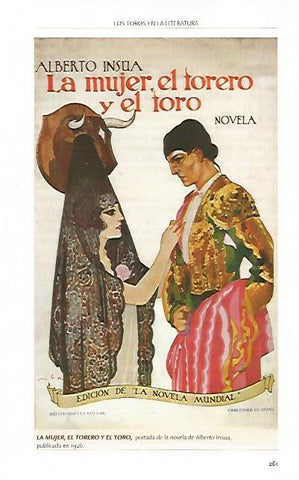 LAMINA COSSIO 51039: La mujer el torero y el toro novela de Alberto Insua