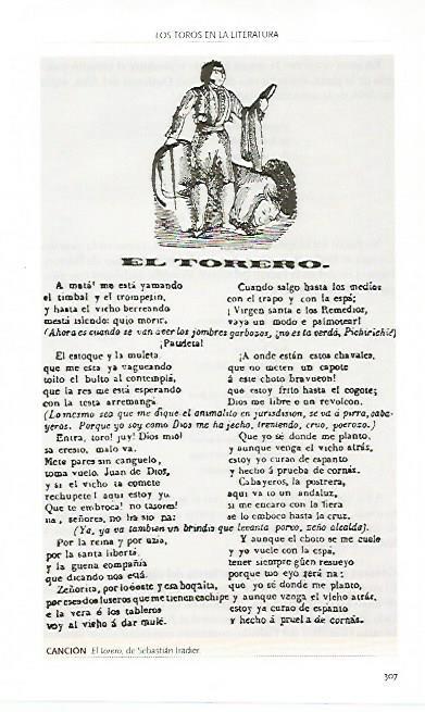 LAMINA COSSIO 51040: Cancion El torero de Sebastian Iradier