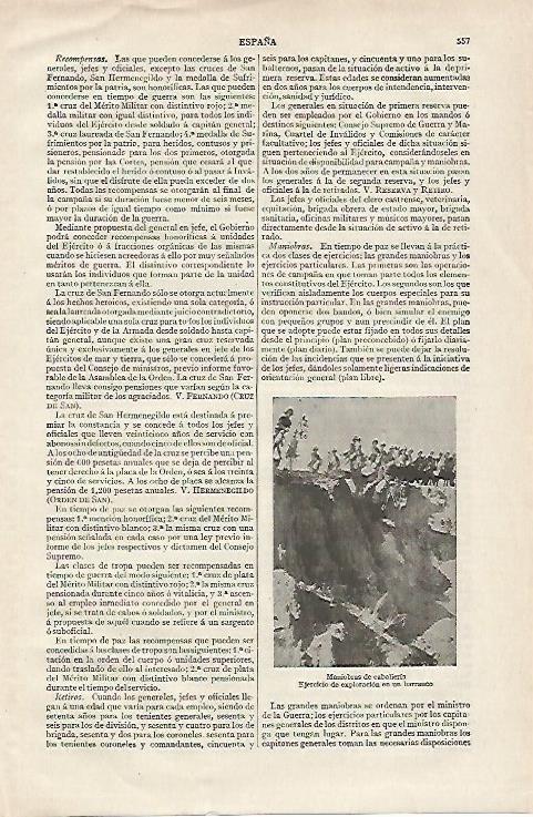 LAMINA ESPASA 19845: Maniobras de la caballeria del ejercito de España