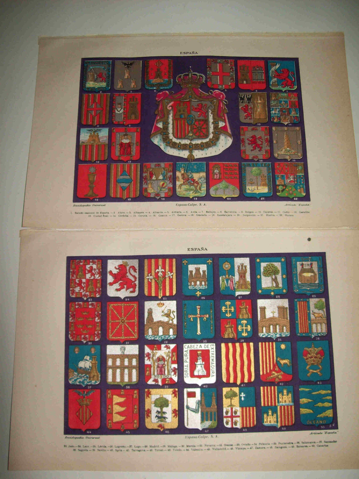 LAMINA ESPASA 19884:  Escudos de las provincias de España