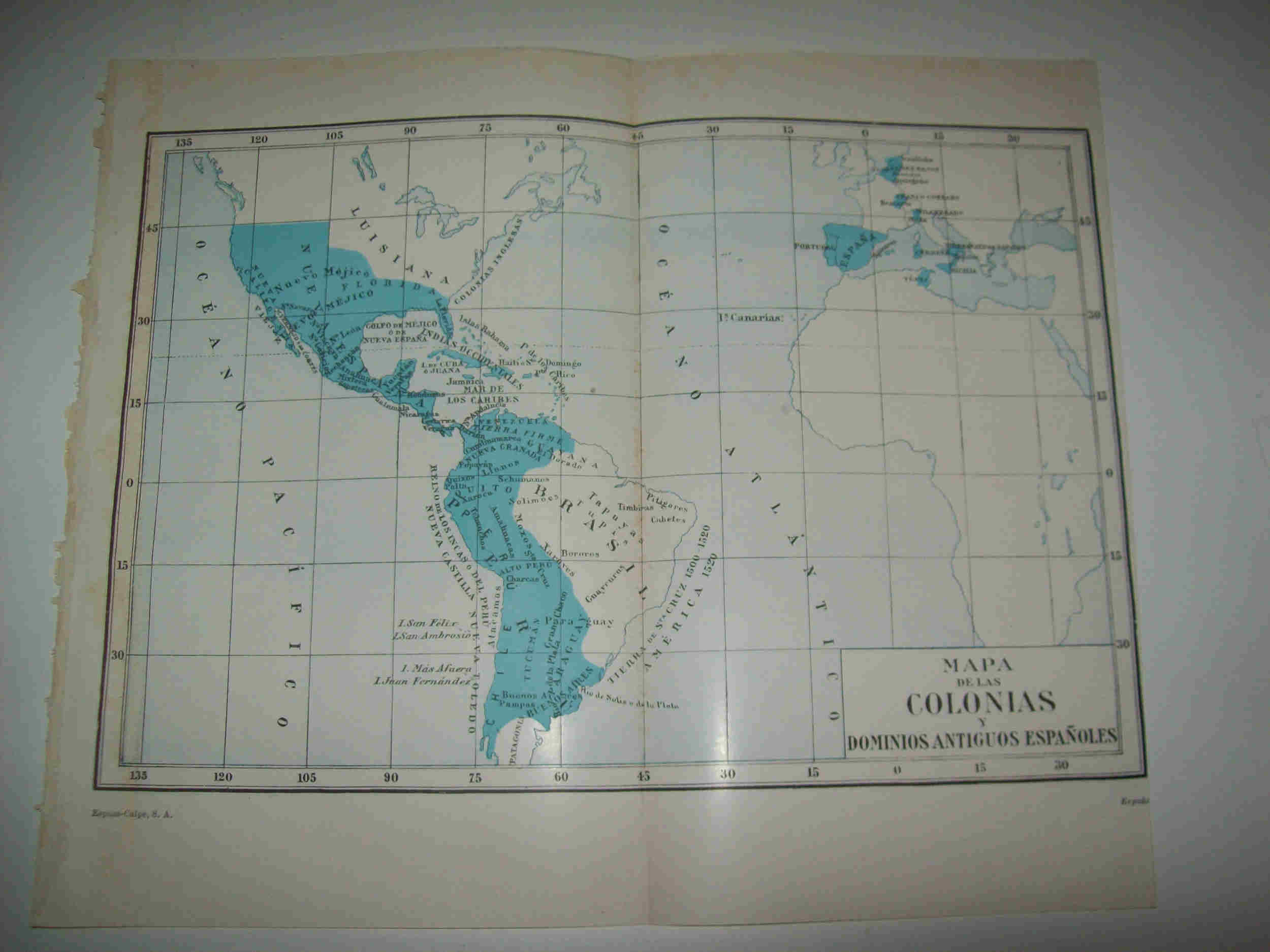 LAMINA ESPASA 19887: Mapa de las colonias de España