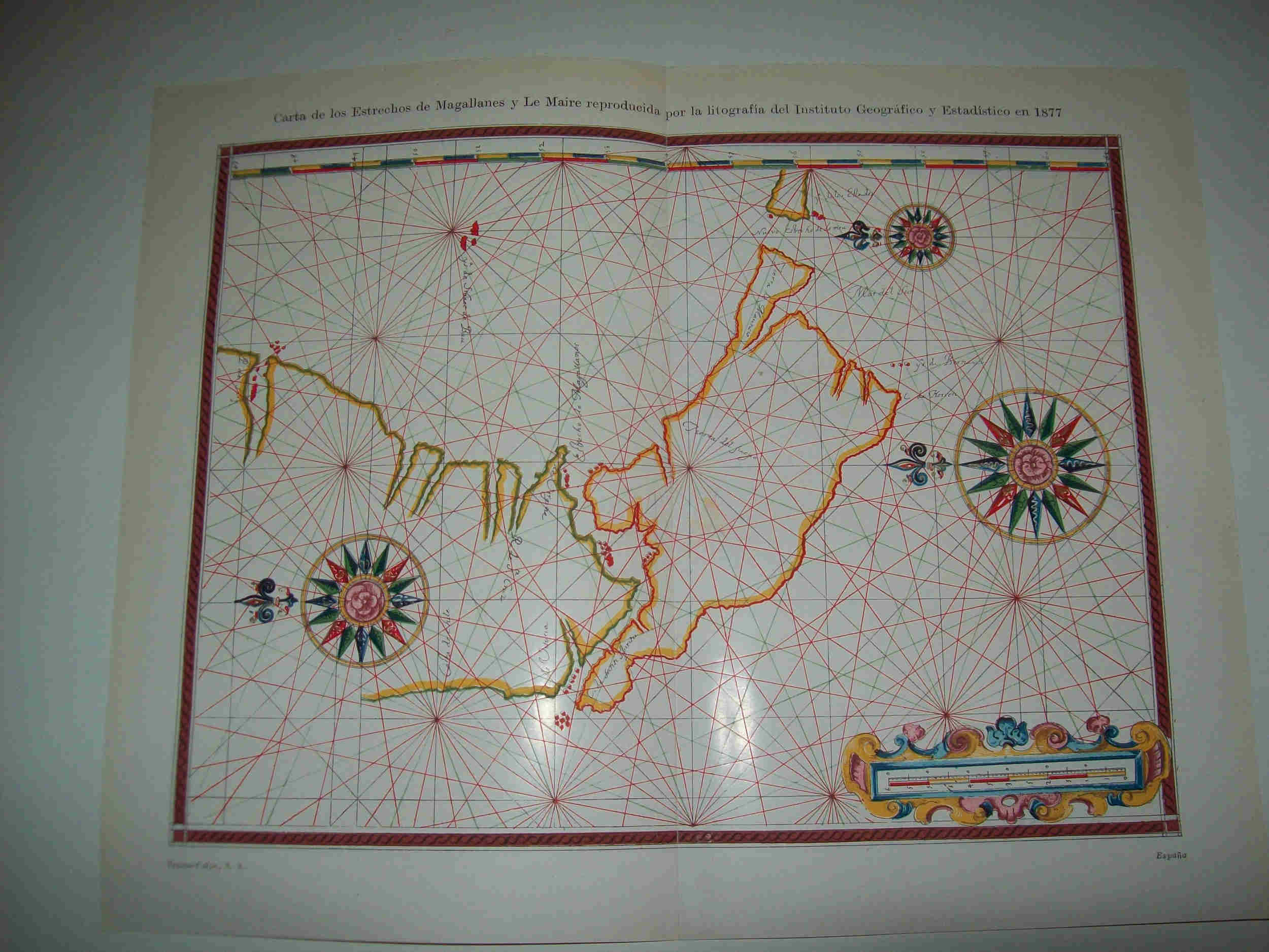 LAMINA ESPASA 19890: Carta de los Estrechos de Magallanes y Le Maire