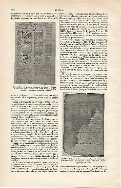 LAMINA ESPASA 19909: Usatges de Barcelona