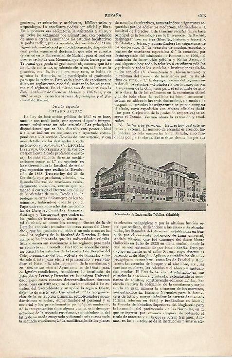 LAMINA ESPASA 19984: Ministerio de Instruccion Publica en Madrid