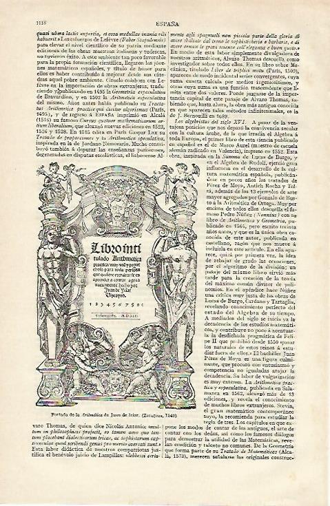 LAMINA ESPASA 19994: Portada de Aritmetica de Juan de Iciar de 1549