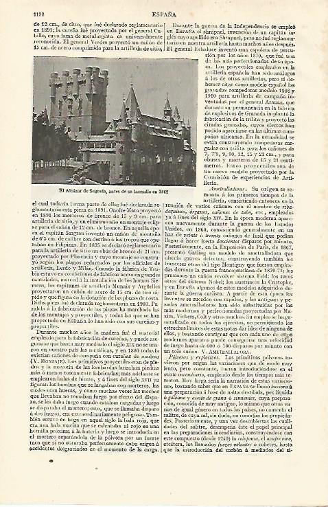 LAMINA ESPASA 20010: El Alcalzar de Segovia antes de 1862