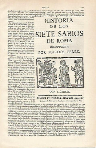 LAMINA ESPASA 20013: Portada de Historia de los Siete Sabios de Roma