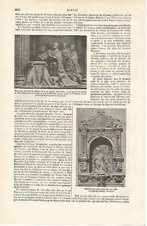 LAMINA ESPASA 20045: Estatua orante de Felipe II y su esposa doña Ana
