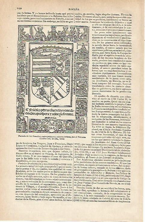 LAMINA ESPASA 20080: Portada de los Remedios contra prospera y adversa fortuna de 1584