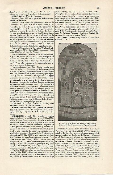 LAMINA ESPASA 20095: La Virgen y el Niño por Negroponte