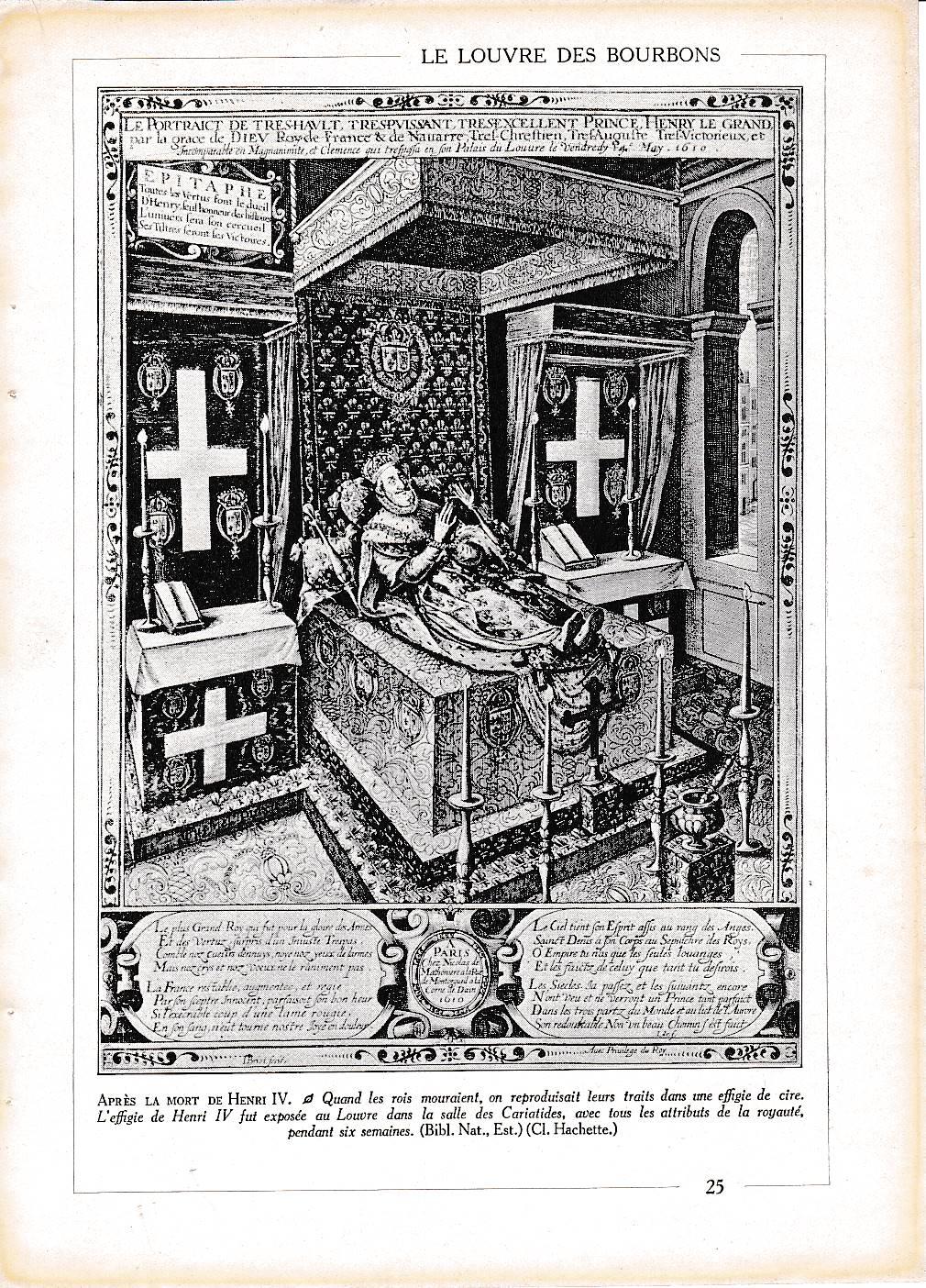 LAMINA 30013: Exposicion de la esfingie de Henri IV fallecido con sus atributos
