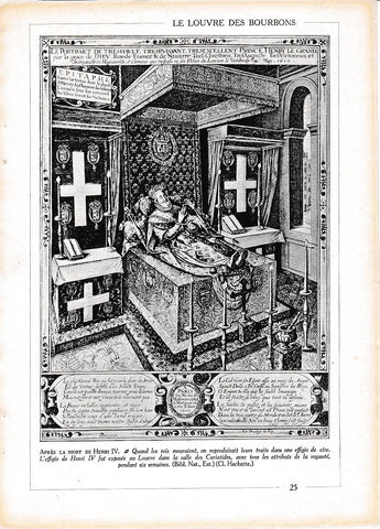 LAMINA 30013: Exposicion de la esfingie de Henri IV fallecido con sus atributos