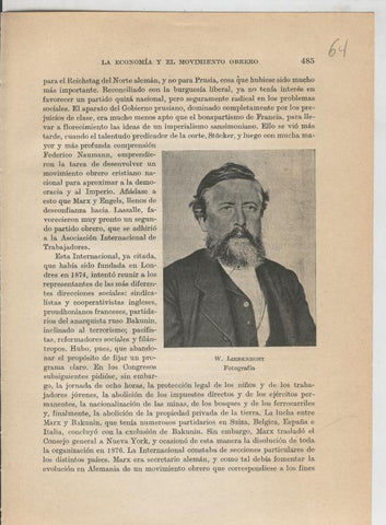 Liberalismo y Nacionalismo 1848-1890: Lamina numerada 64: fotografia de W.Liebknecht