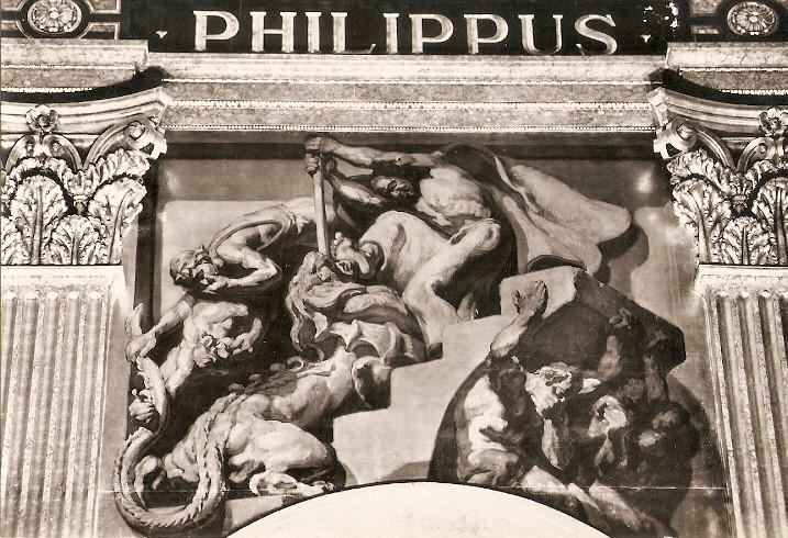 Postal 021471 : Alegoria del apostol de San Felipe destruyendo la idolatria