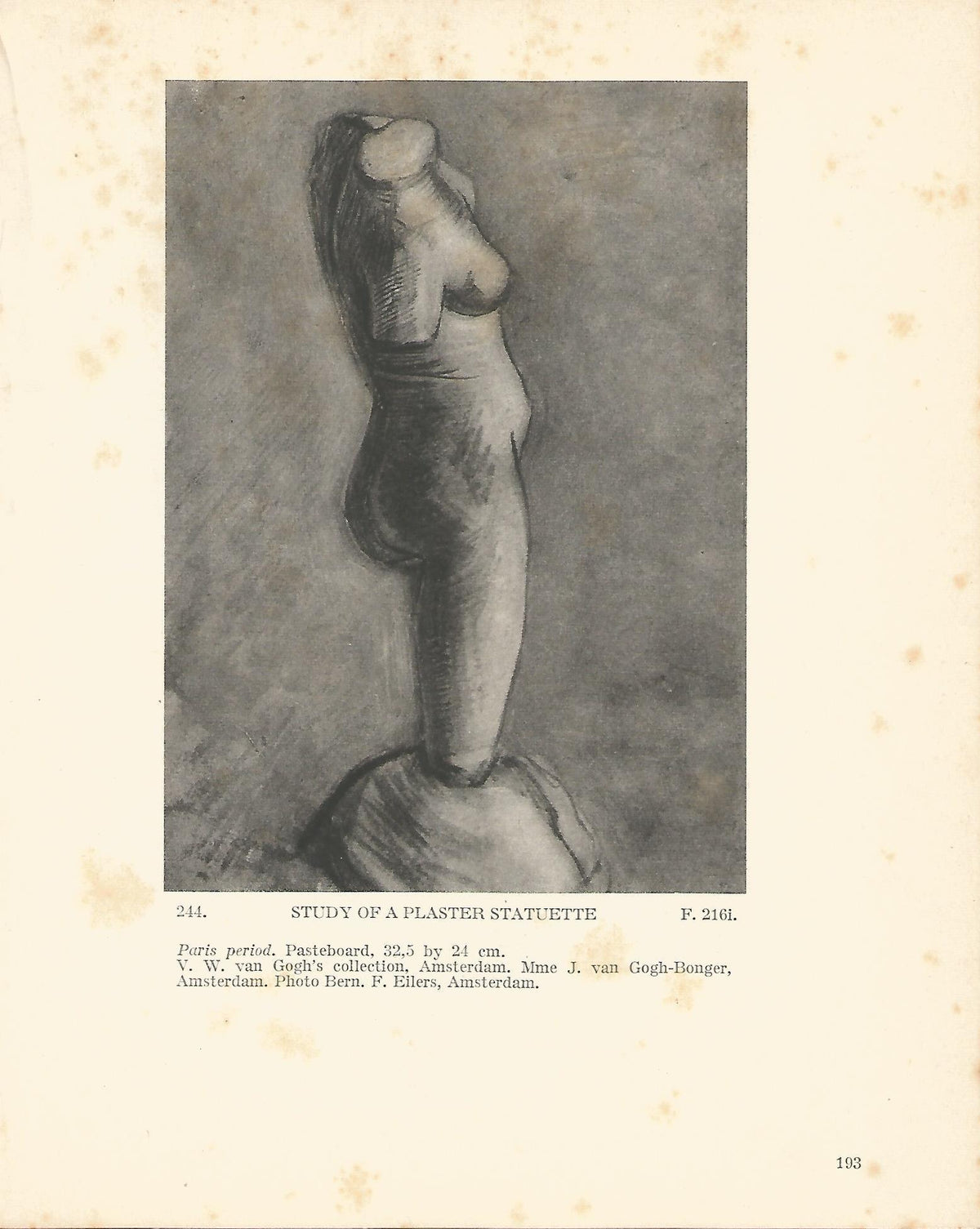 LAMINA 1285: VAN GOGH. Study of a plaster statuette
