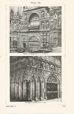 LAMINA ESPASA 1274: Sepulcro del Cardenal Mendoza Catedral de Toledo